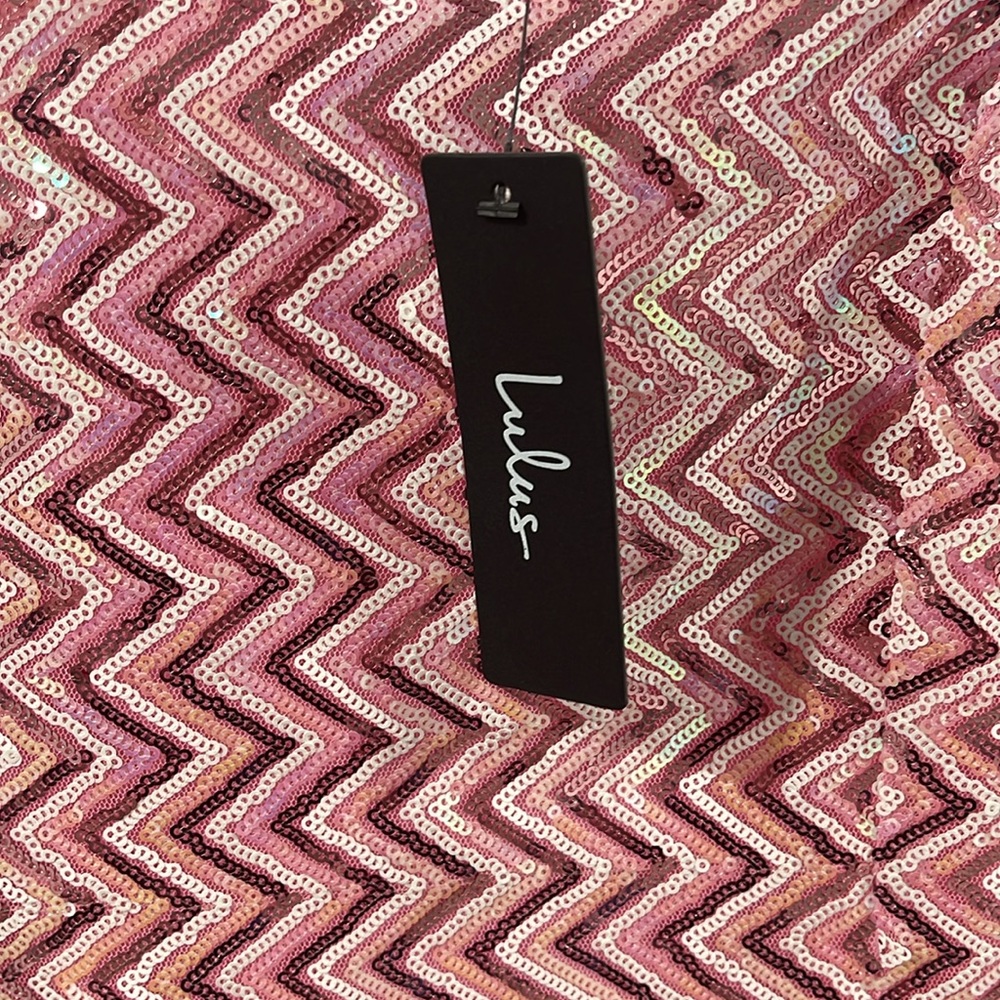 Lulus Electric Energy Pink Zig Zag Sequin Minidress - Picture 3 of 4